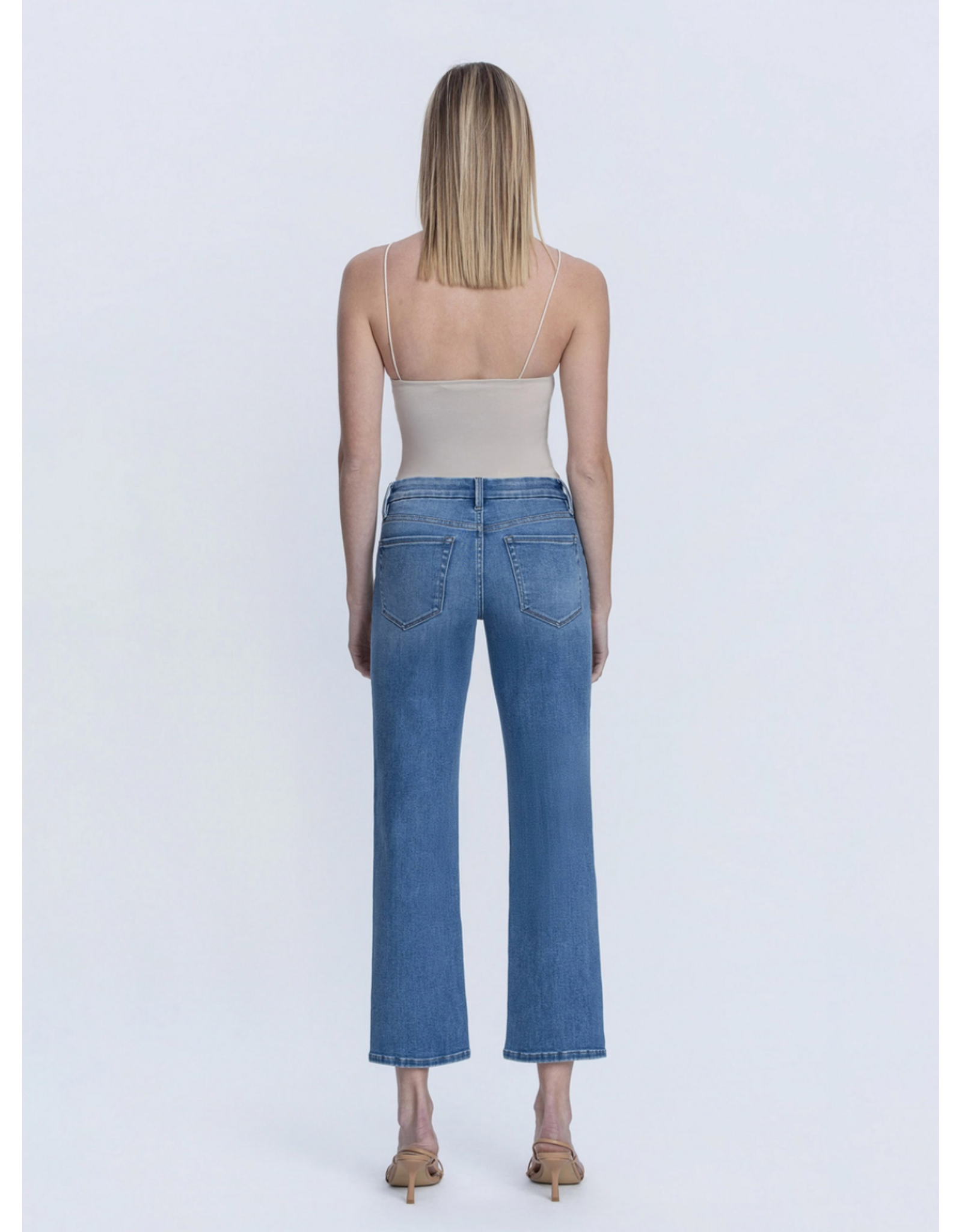 VERVET VERVET - Mid Rise Medium Dark Wash Ankle Straight Jeans (Catch the Light)