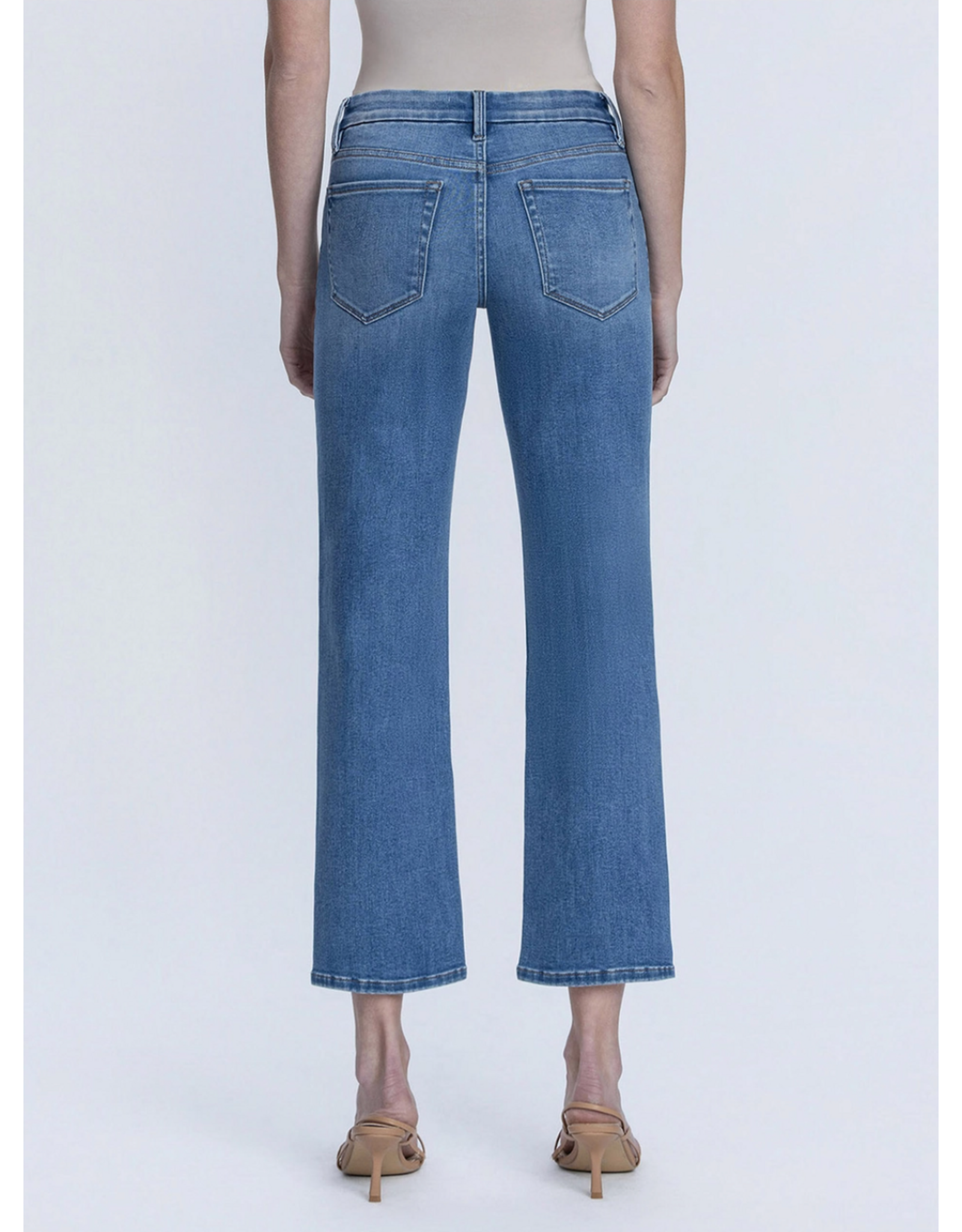 VERVET VERVET - Mid Rise Medium Dark Wash Ankle Straight Jeans (Catch the Light)