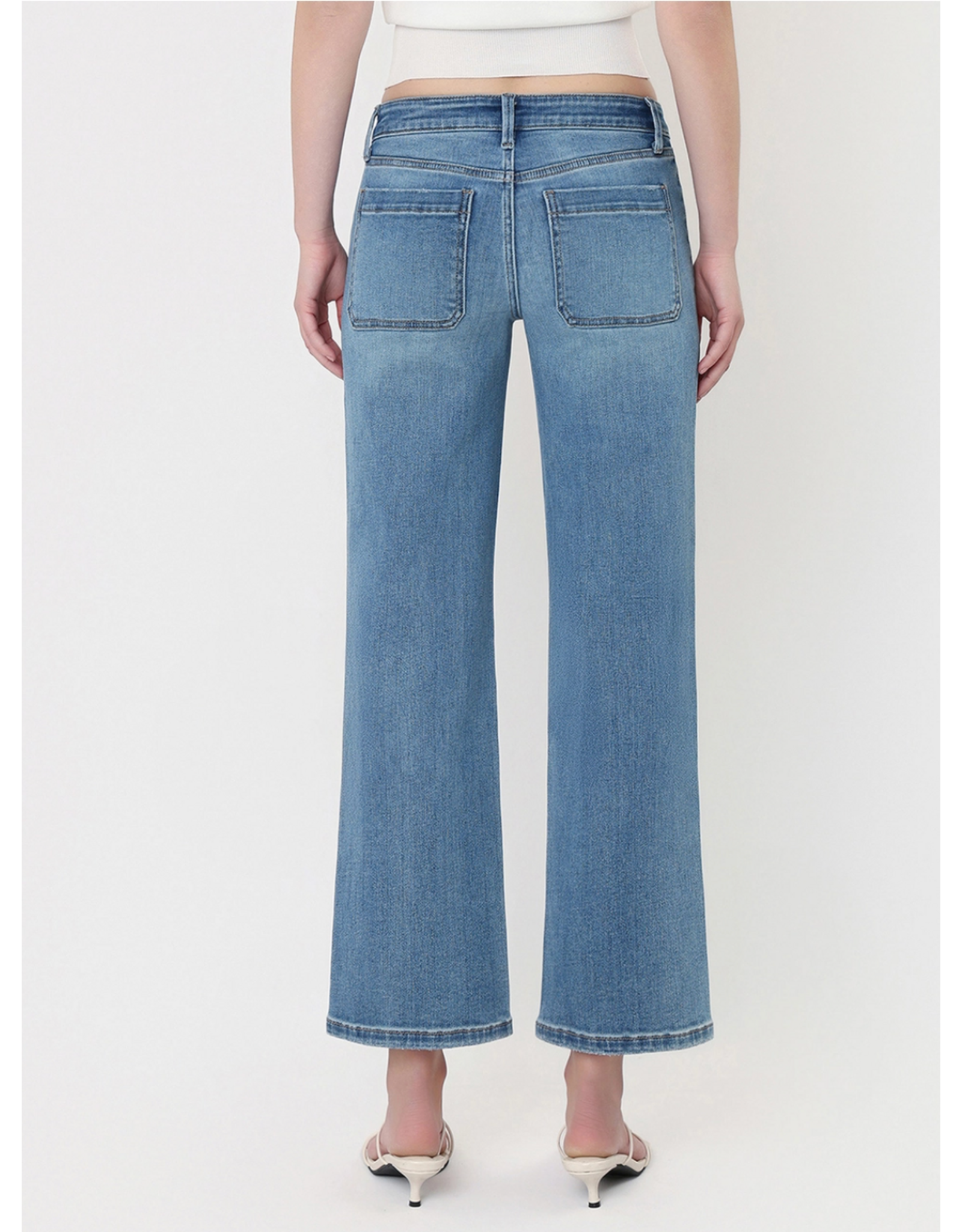 VERVET VERVET - Mid Rise Medium Wash Patch Pocket Slim Wide Jeans (Of the Band)