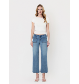 VERVET VERVET - Mid Rise Medium Wash Patch Pocket Slim Wide Jeans (Of the Band)