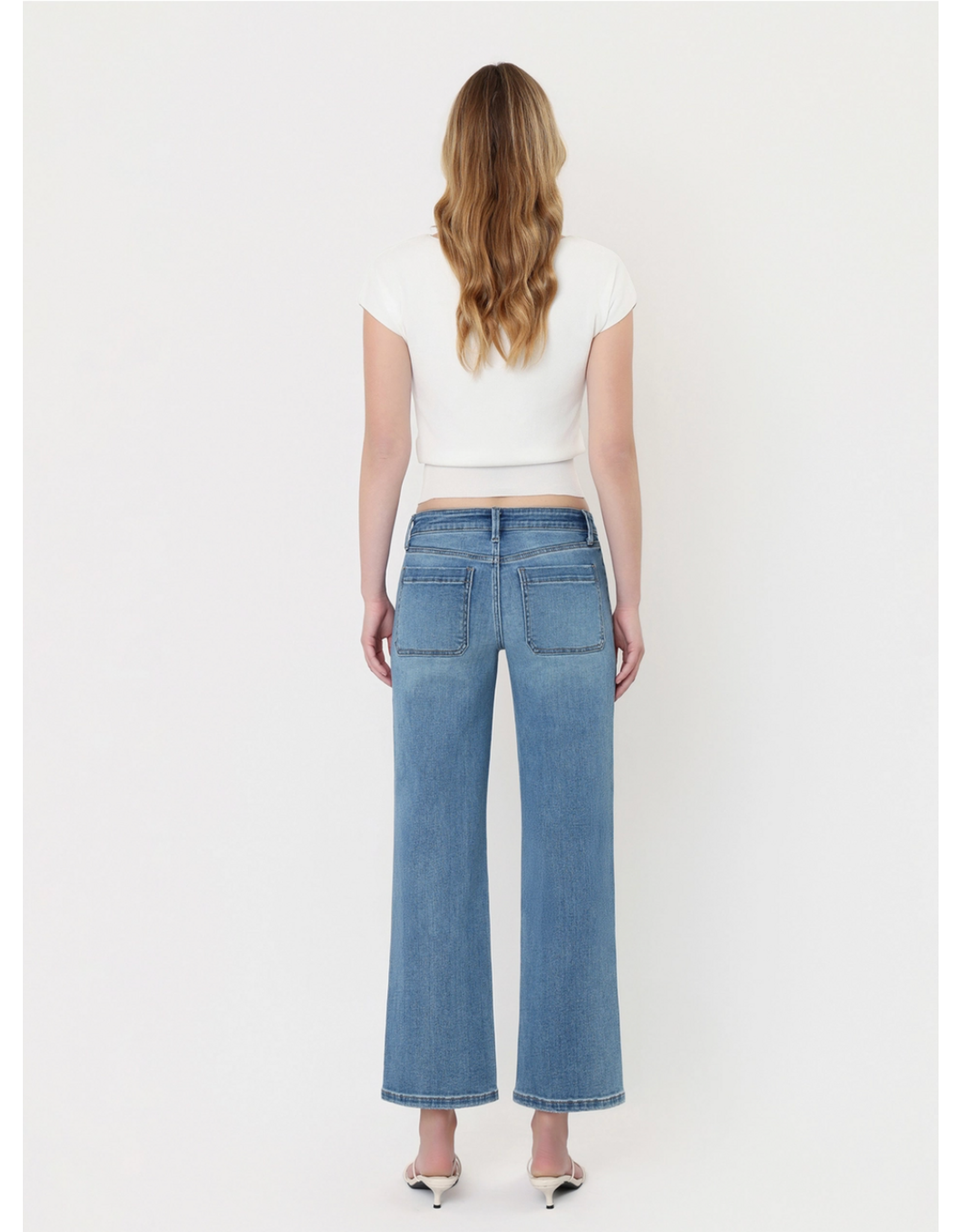 VERVET VERVET - Mid Rise Medium Wash Patch Pocket Slim Wide Jeans (Of the Band)