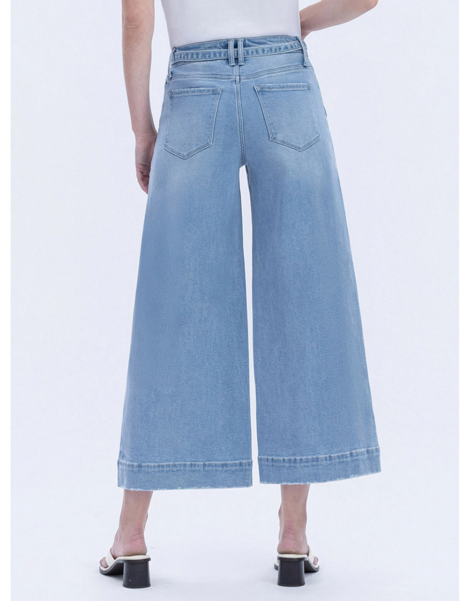 VERVET VERVET - High Rise Tie Waist Crop Palazzo Jeans (Fluster)