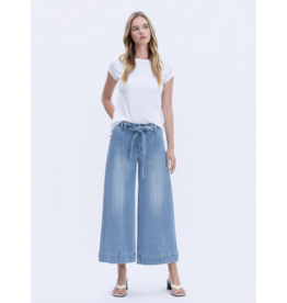 VERVET VERVET - High Rise Tie Waist Crop Palazzo Jeans (Fluster)