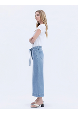 VERVET VERVET - High Rise Tie Waist Crop Palazzo Jeans (Fluster)
