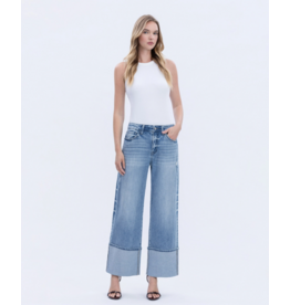 VERVET VERVET - High Rise Medium Wash Cuffed Wide Leg Jeans (Vital Symphony)