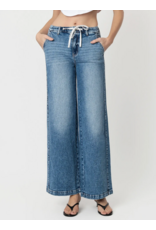 VERVET VERVET -Olivia High Rise Medium Dark Waist Tie Twist Wide Jeans (Lady Bird)