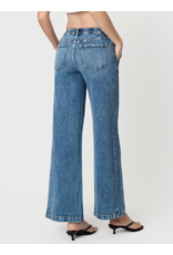 VERVET VERVET -Olivia High Rise Medium Dark Waist Tie Twist Wide Jeans (Lady Bird)