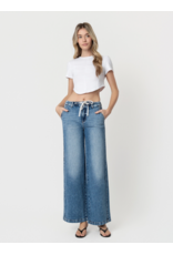 VERVET VERVET -Olivia High Rise Medium Dark Waist Tie Twist Wide Jeans (Lady Bird)