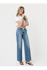 VERVET VERVET -Olivia High Rise Medium Dark Waist Tie Twist Wide Jeans (Lady Bird)