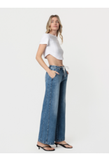 VERVET VERVET -Olivia High Rise Medium Dark Waist Tie Twist Wide Jeans (Lady Bird)