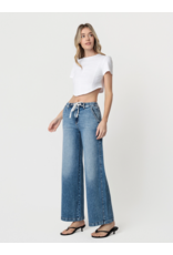 VERVET VERVET -Olivia High Rise Medium Dark Waist Tie Twist Wide Jeans (Lady Bird)