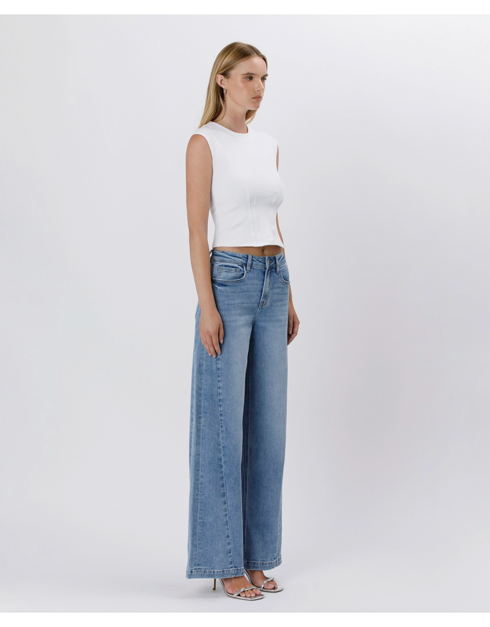 VERVET VERVET - High Rise Seam Detail Palazzo Jeans (Enthuse)