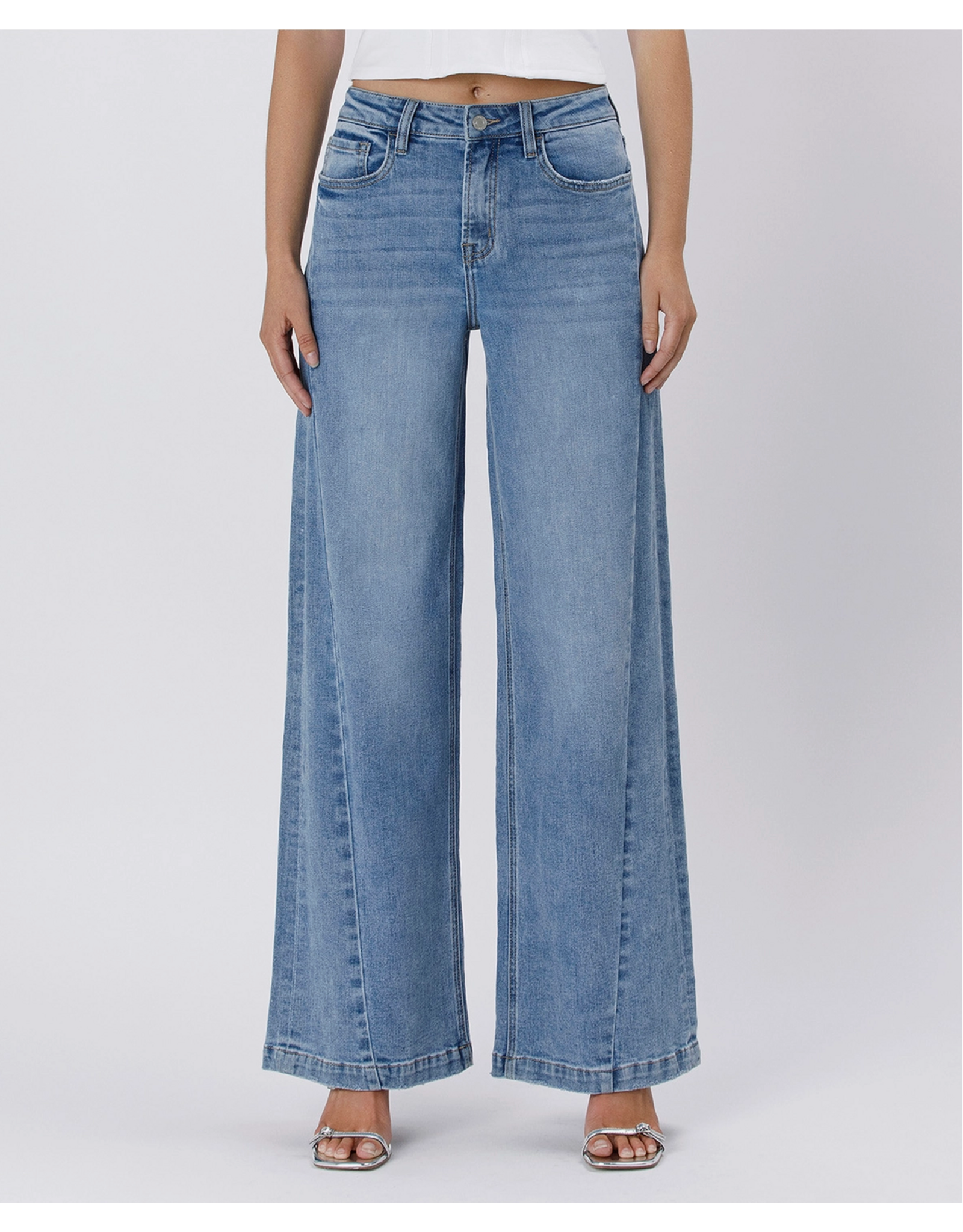 VERVET VERVET - High Rise Seam Detail Palazzo Jeans (Enthuse)
