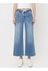 VERVET VERVET - High Rise Drawstring Waistband Wide Leg Jeans (Reassure)