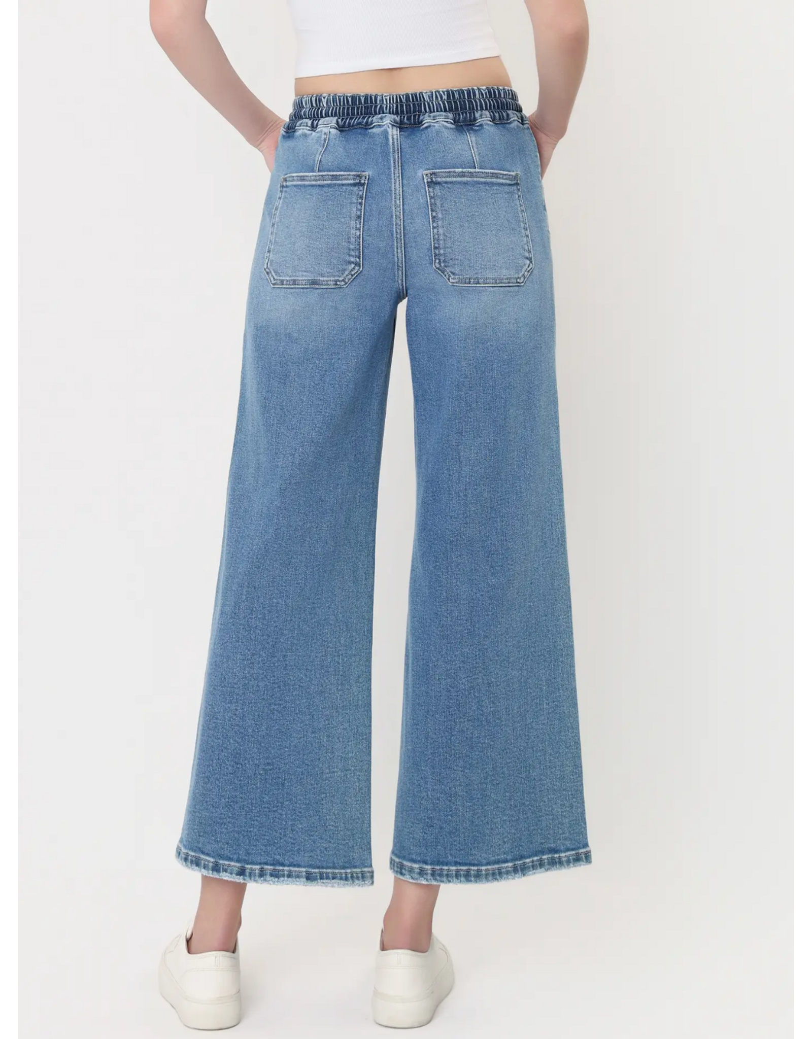 VERVET VERVET - High Rise Drawstring Waistband Wide Leg Jeans (Reassure)