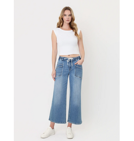 VERVET VERVET - High Rise Drawstring Waistband Wide Leg Jeans (Reassure)