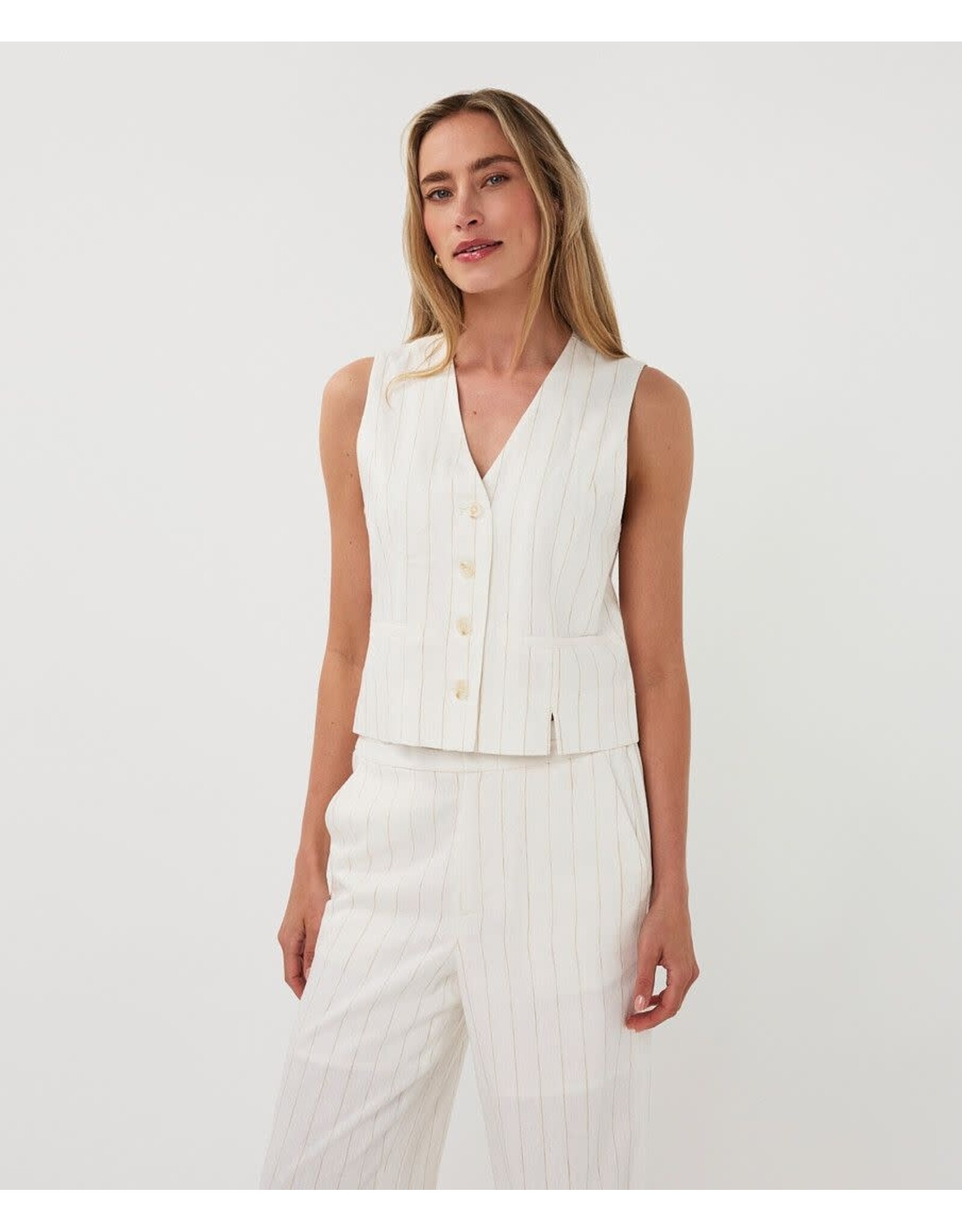 EsQualo EsQualo - Gilet short linen striped