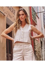 EsQualo EsQualo - Gilet short linen striped