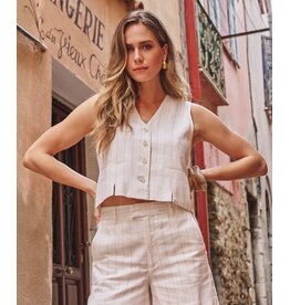 EsQualo EsQualo - Gilet short linen striped
