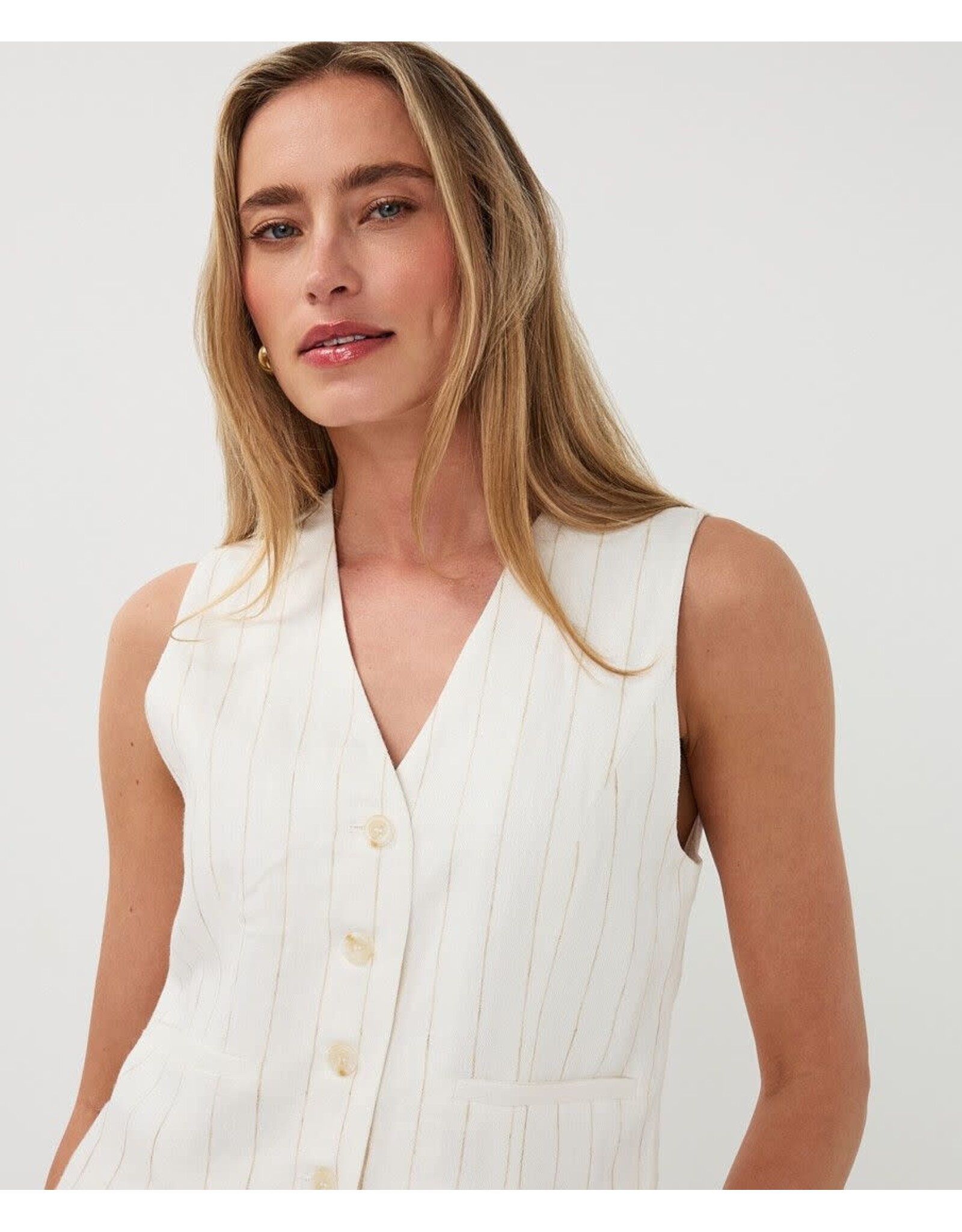 EsQualo EsQualo - Gilet short linen striped