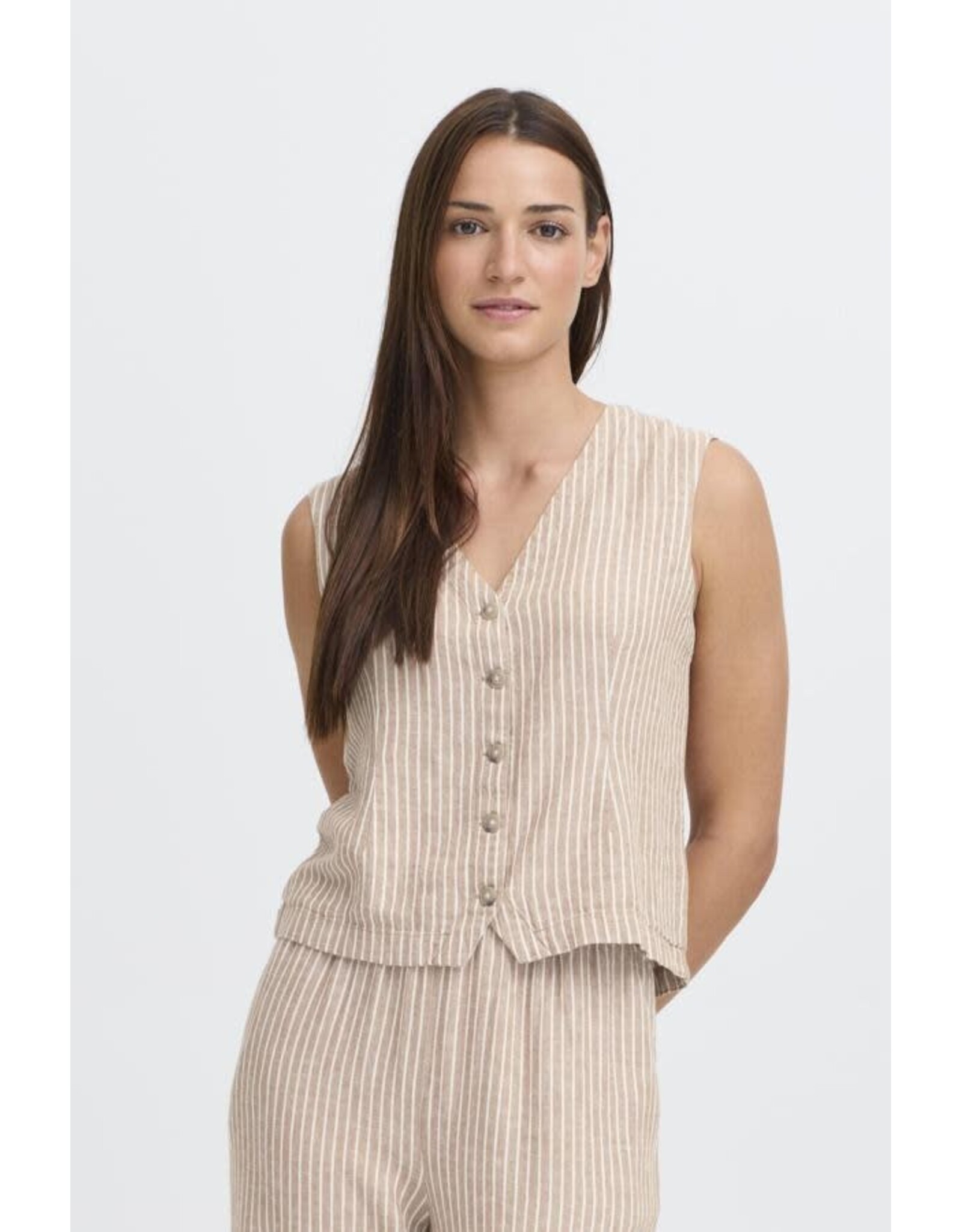 b.young b.young - Falakka Waistcoat (Rainy Day Stripe)