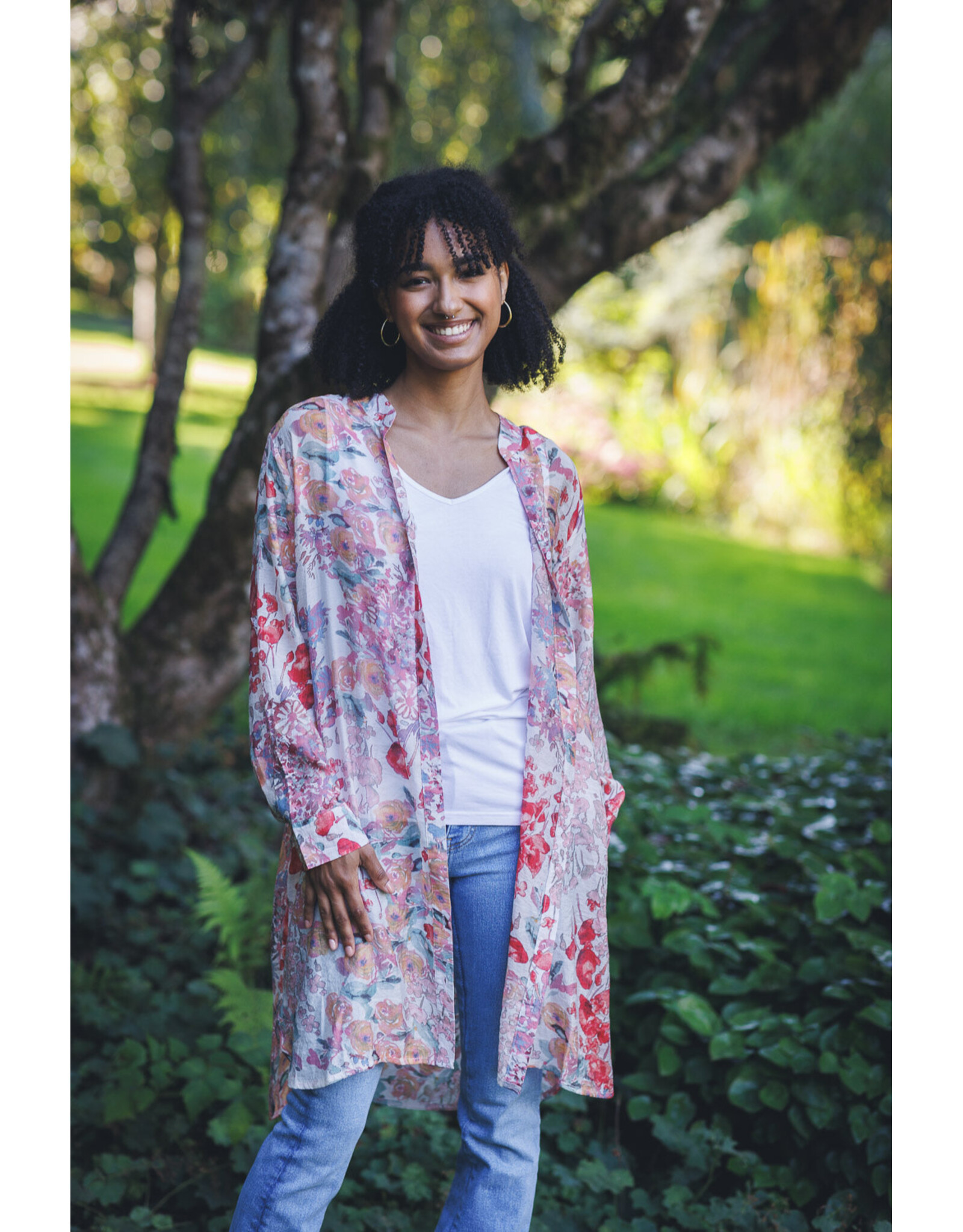 Papillon Papillon - Floral button front tunic (Pink)