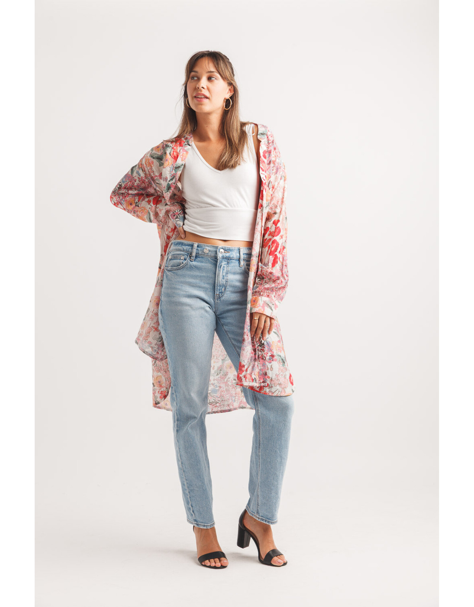Papillon Papillon - Floral button front tunic (Pink)