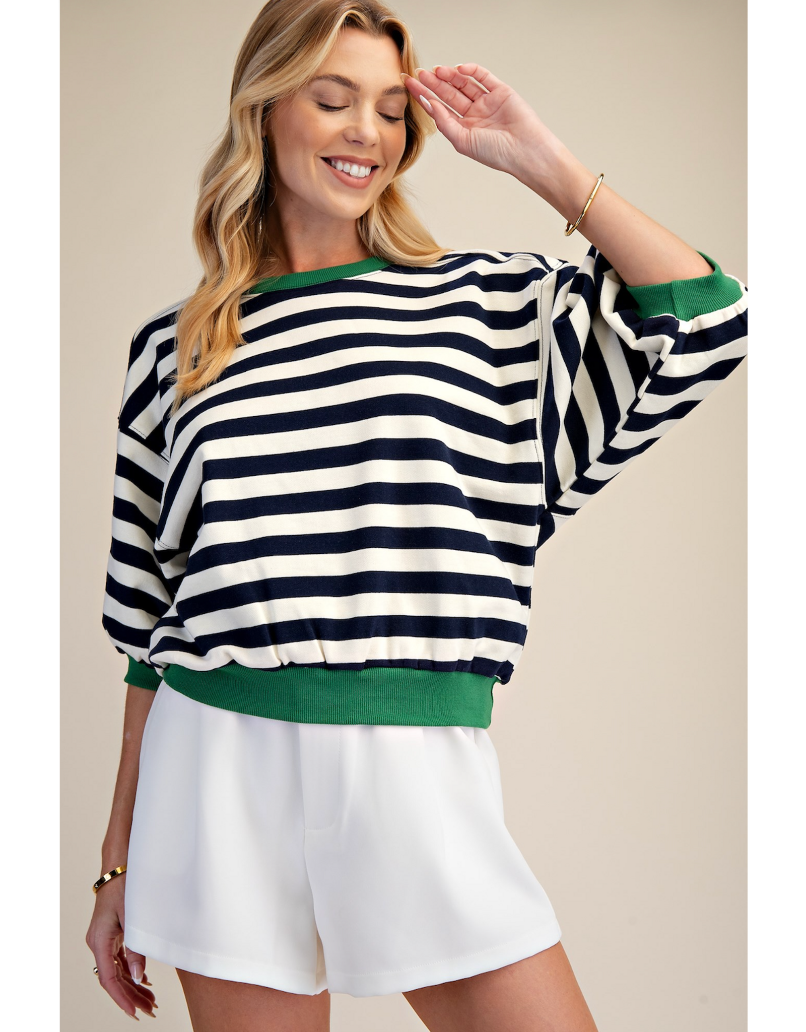 glam Round Neck Bubble Sleeve Sweatshirt