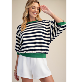 glam Round Neck Bubble Sleeve Sweatshirt