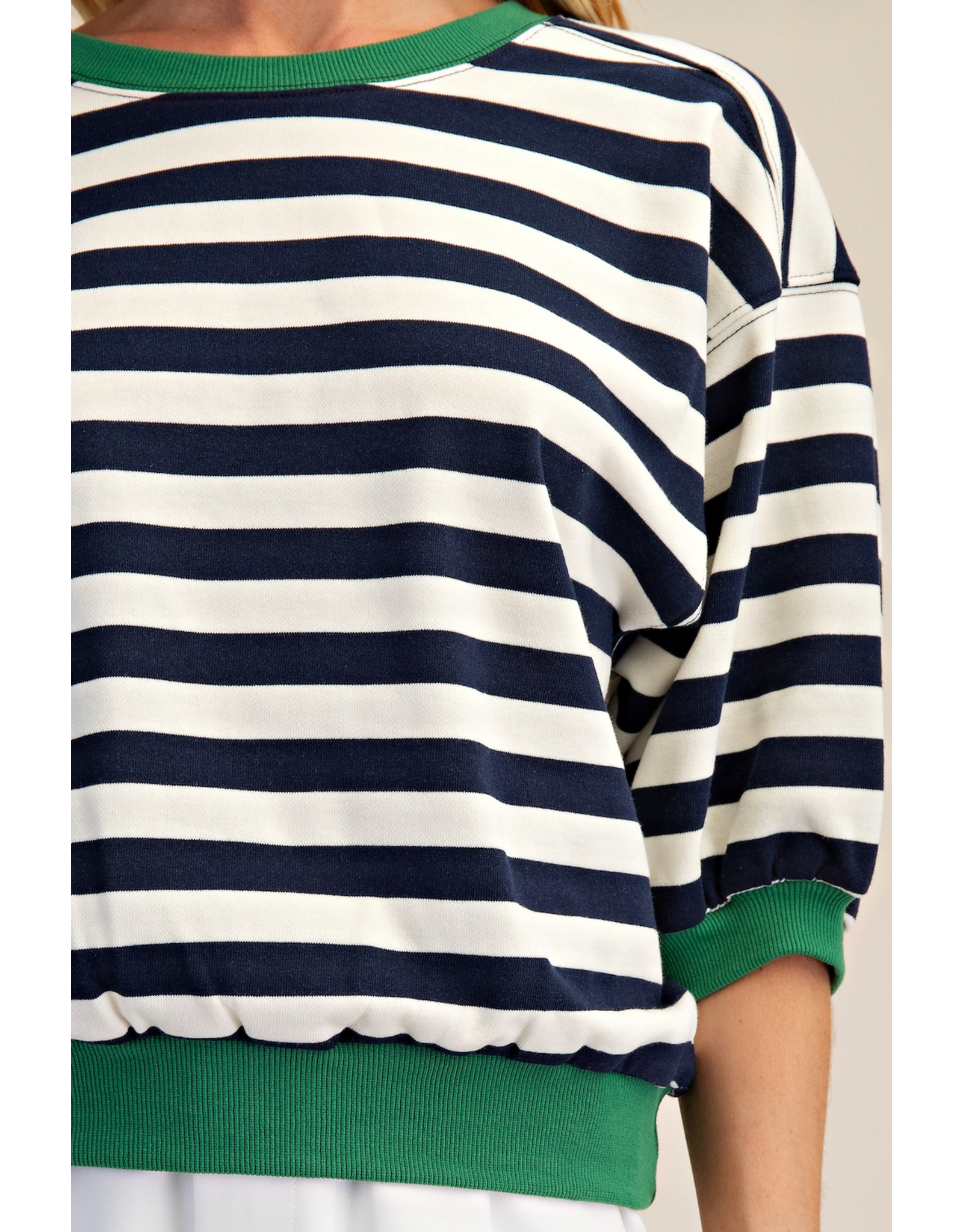 glam Round Neck Bubble Sleeve Sweatshirt