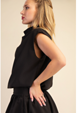 glam Mock Neck Balloon Top (Black)