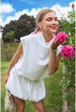 glam Mock Neck Balloon Top (Ivory)