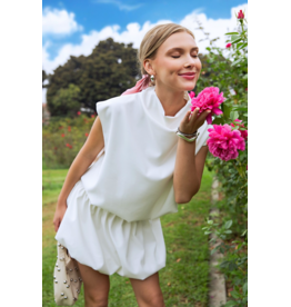 glam Mock Neck Balloon Top (Ivory)
