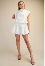 glam Mock Neck Balloon Top (Ivory)