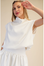 glam Mock Neck Balloon Top (Ivory)