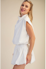 glam Mock Neck Balloon Top (Ivory)