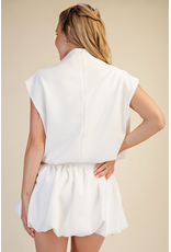 glam Mock Neck Balloon Top (Ivory)