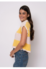 RD Style RD Style - Harper Rolled Sleeve Cuff Tee (Yellow / Pale Pink)