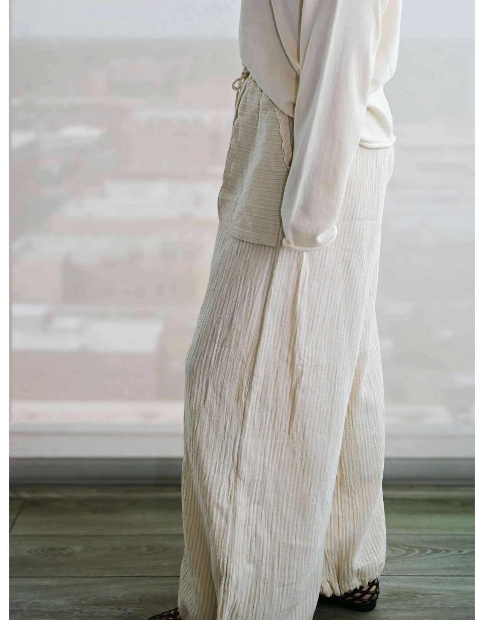 RD Style RD Style - Ginny Double Weave Stripe Pants (Stone / Off White)