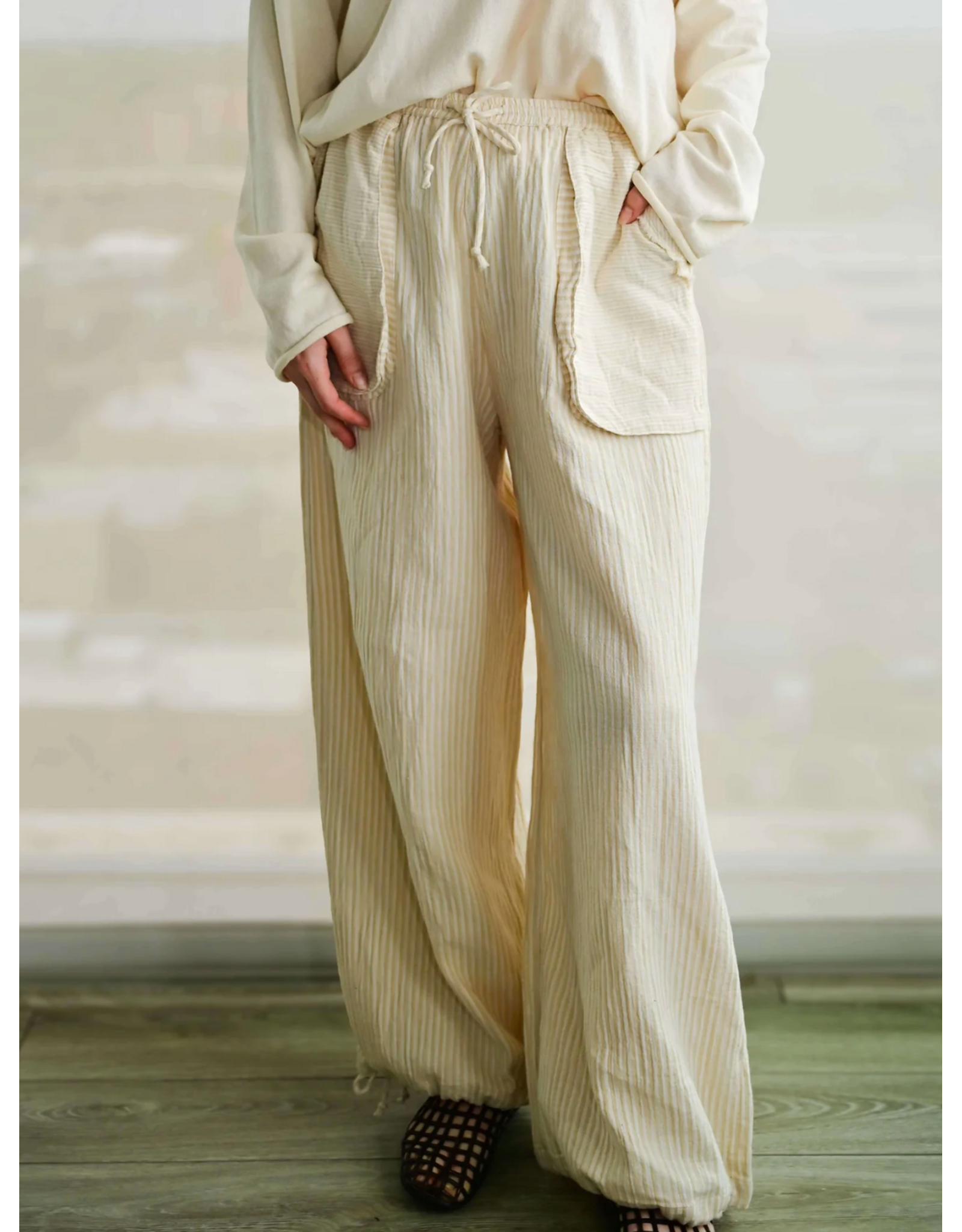 RD Style RD Style - Ginny Double Weave Stripe Pants (Stone / Off White)
