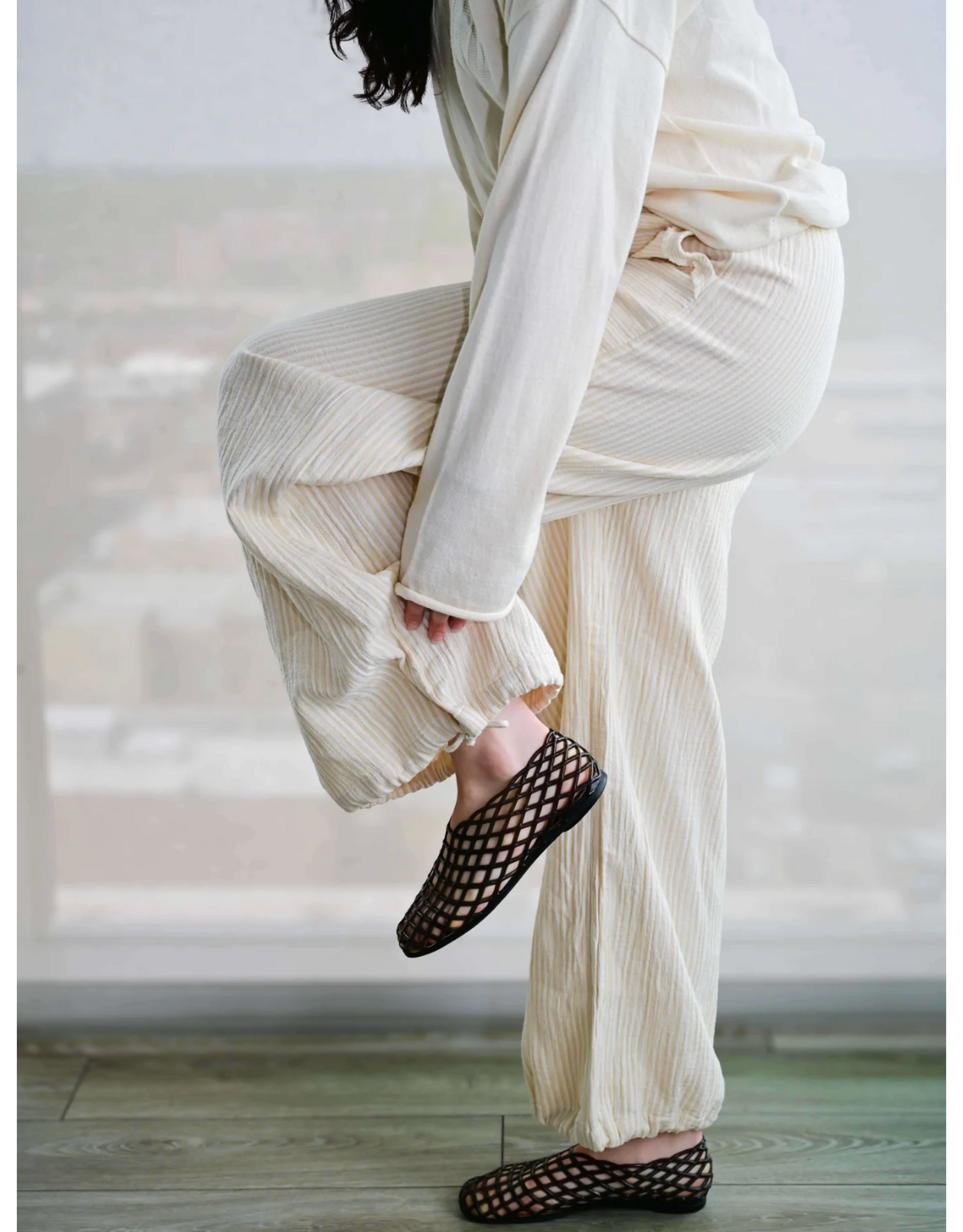 RD Style RD Style - Ginny Double Weave Stripe Pants (Stone / Off White)