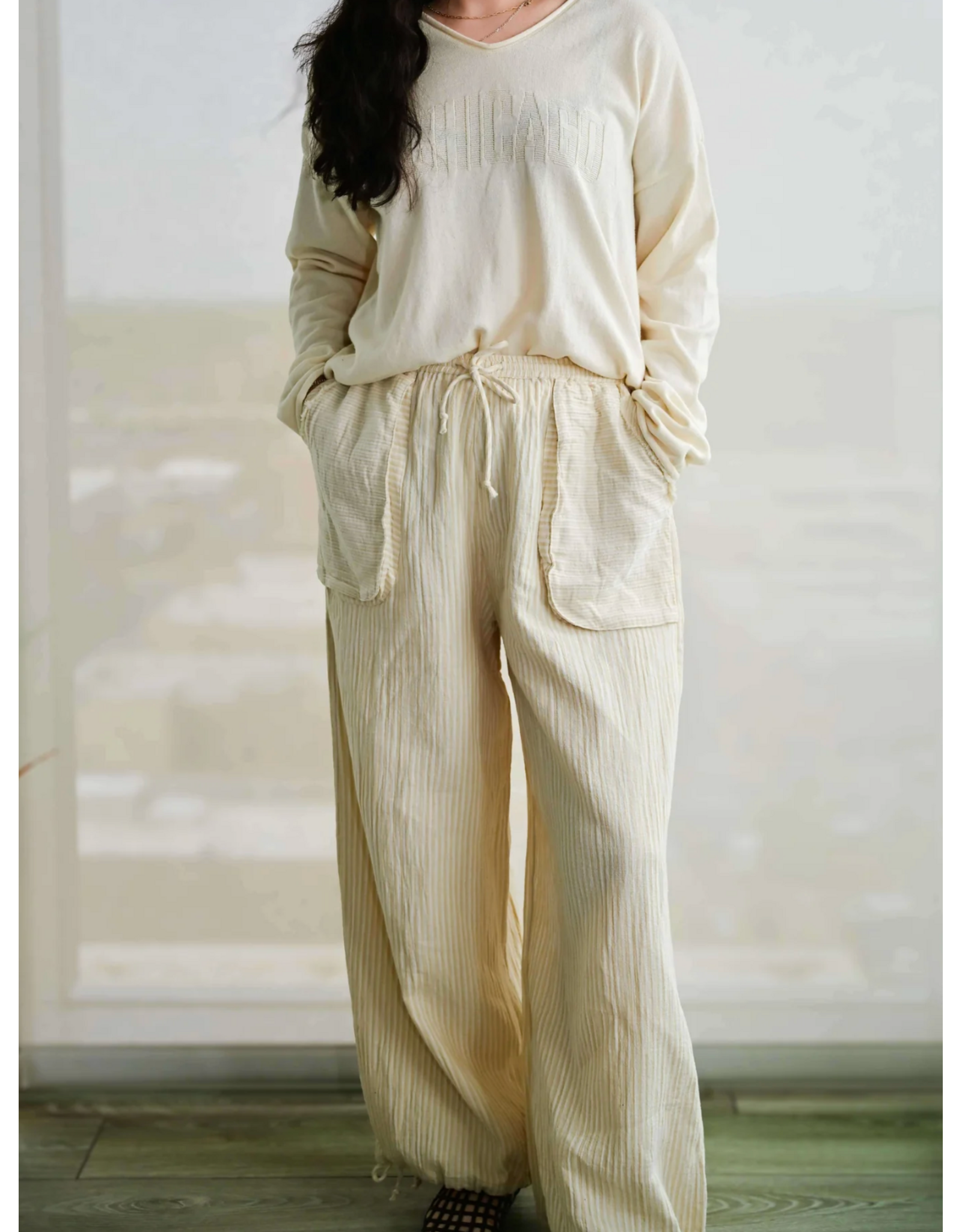 RD Style RD Style - Ginny Double Weave Stripe Pants (Stone / Off White)