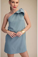 glam Bow Shoulder Shift Dress (Blue)