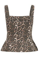 ICHI ICHI - Brokes Sleeveless Peplum Top (Leopard Print)