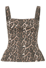 ICHI ICHI - Brokes Sleeveless Peplum Top (Leopard Print)