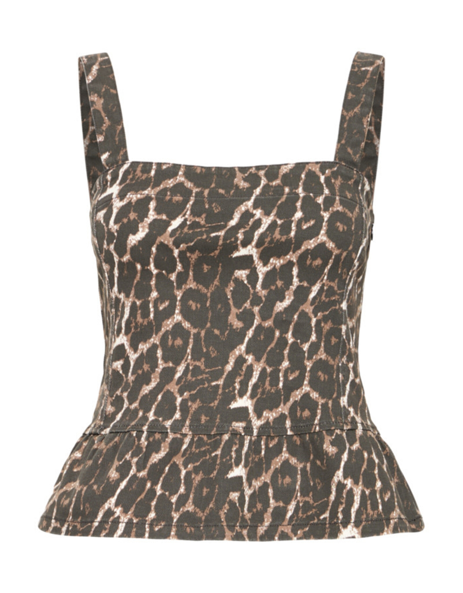 ICHI ICHI - Brokes Sleeveless Peplum Top (Leopard Print)