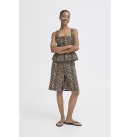 ICHI ICHI - Brokes Sleeveless Peplum Top (Leopard Print)