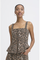 ICHI ICHI - Brokes Sleeveless Peplum Top (Leopard Print)