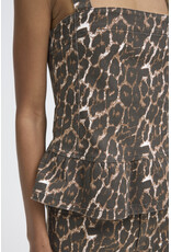 ICHI ICHI - Brokes Sleeveless Peplum Top (Leopard Print)
