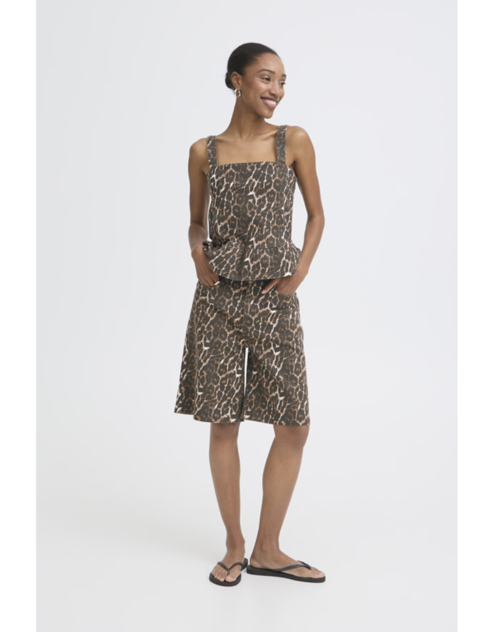 ICHI ICHI - Brokes Leopard Print Shorts